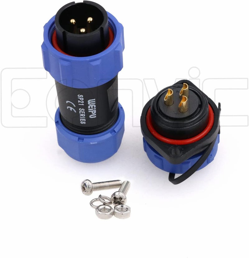 Eonvic Weipu SP21 2-12 Pin Male Plug Female Socket Flange Waterproof IP68 Connector Cable Industrial Circular Solar Electrical Connector (3Pin) - Image 2